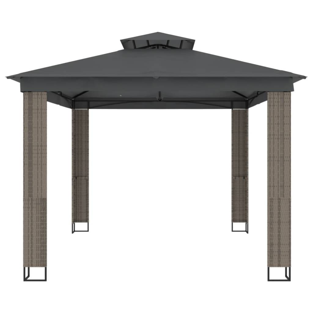vidaXL Pavillon mit Doppeldach Anthrazit 3,94x2,96 m Stahl