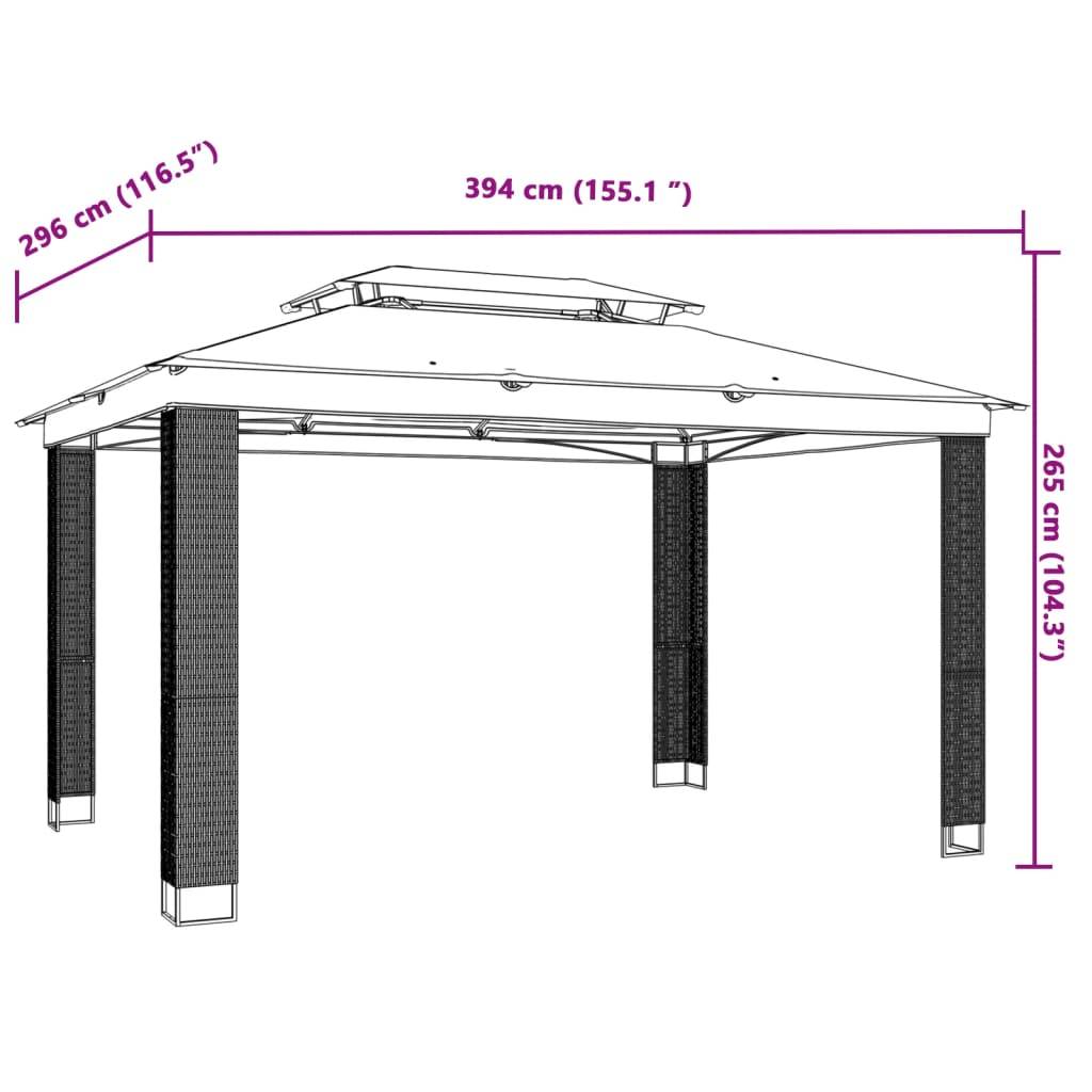vidaXL Pavillon mit Doppeldach Anthrazit 3,94x2,96 m Stahl