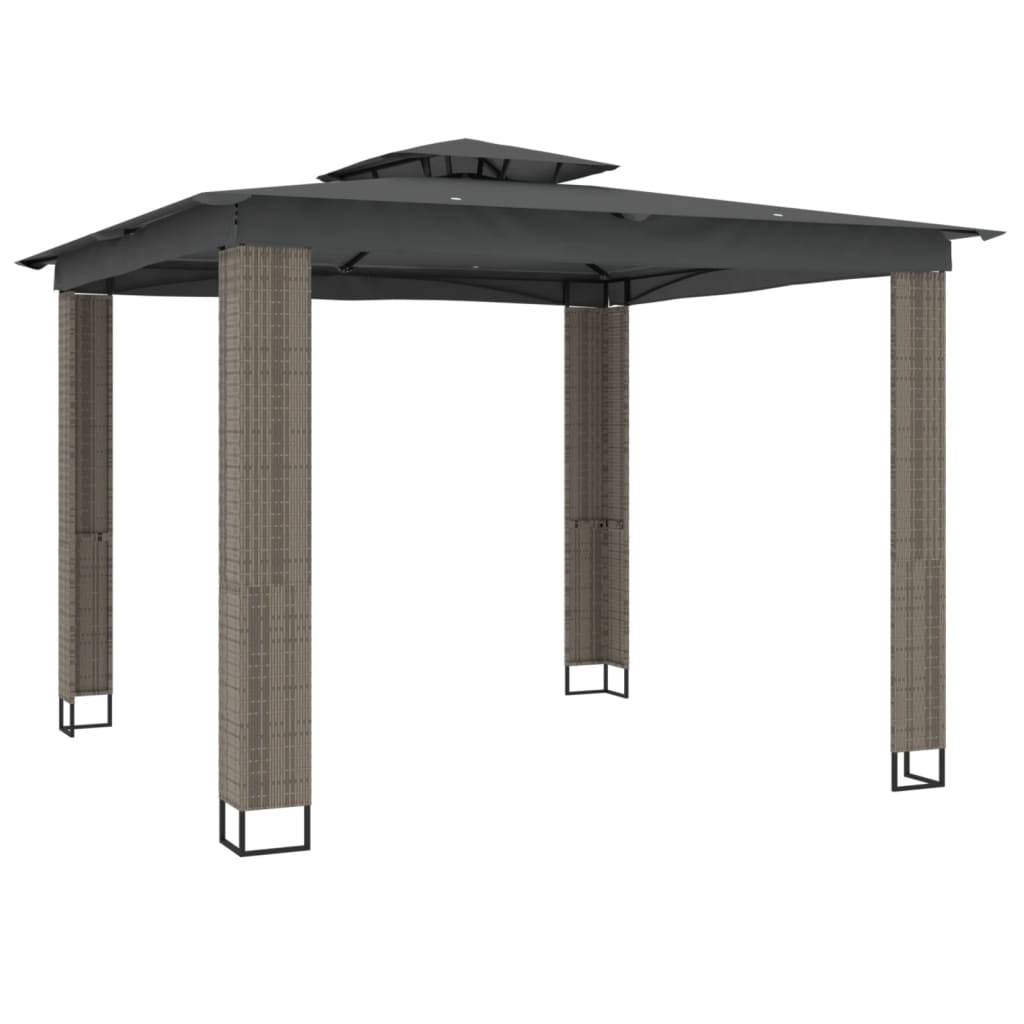 vidaXL Pavillon mit Doppeldach Anthrazit 2,94x2,94 m Stahl