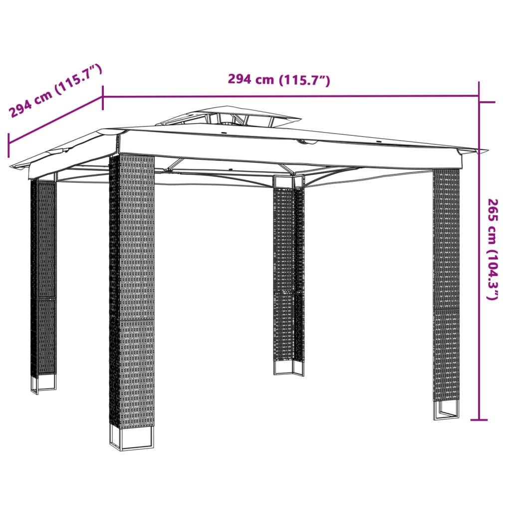 vidaXL Pavillon mit Doppeldach Anthrazit 2,94x2,94 m Stahl
