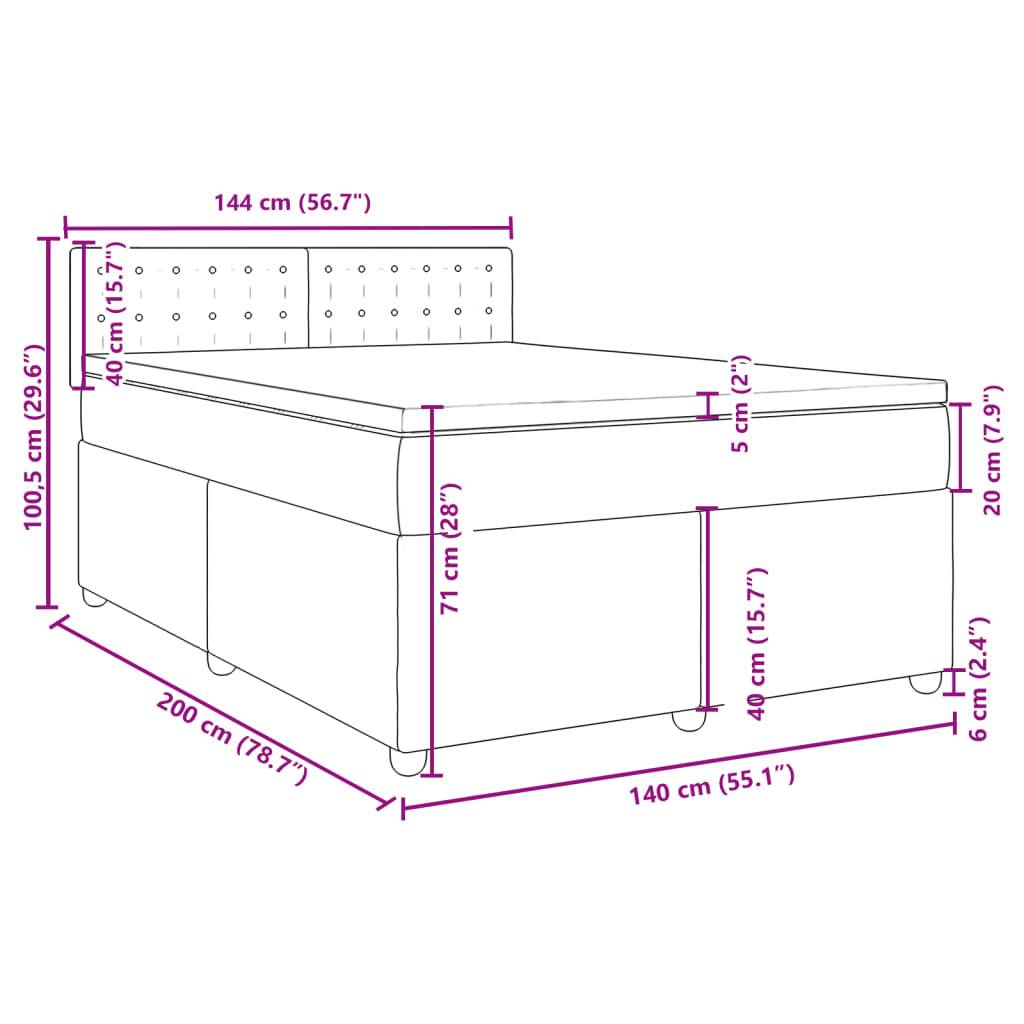 vidaXL Boxspringbett mit Matratze Taupe 140x200 cm Stoff