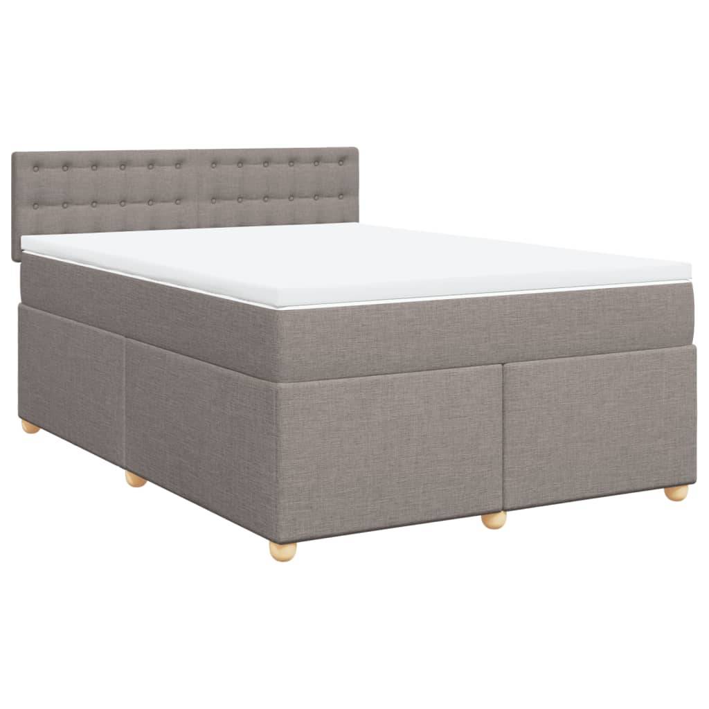 vidaXL Boxspringbett mit Matratze Taupe 140x200 cm Stoff