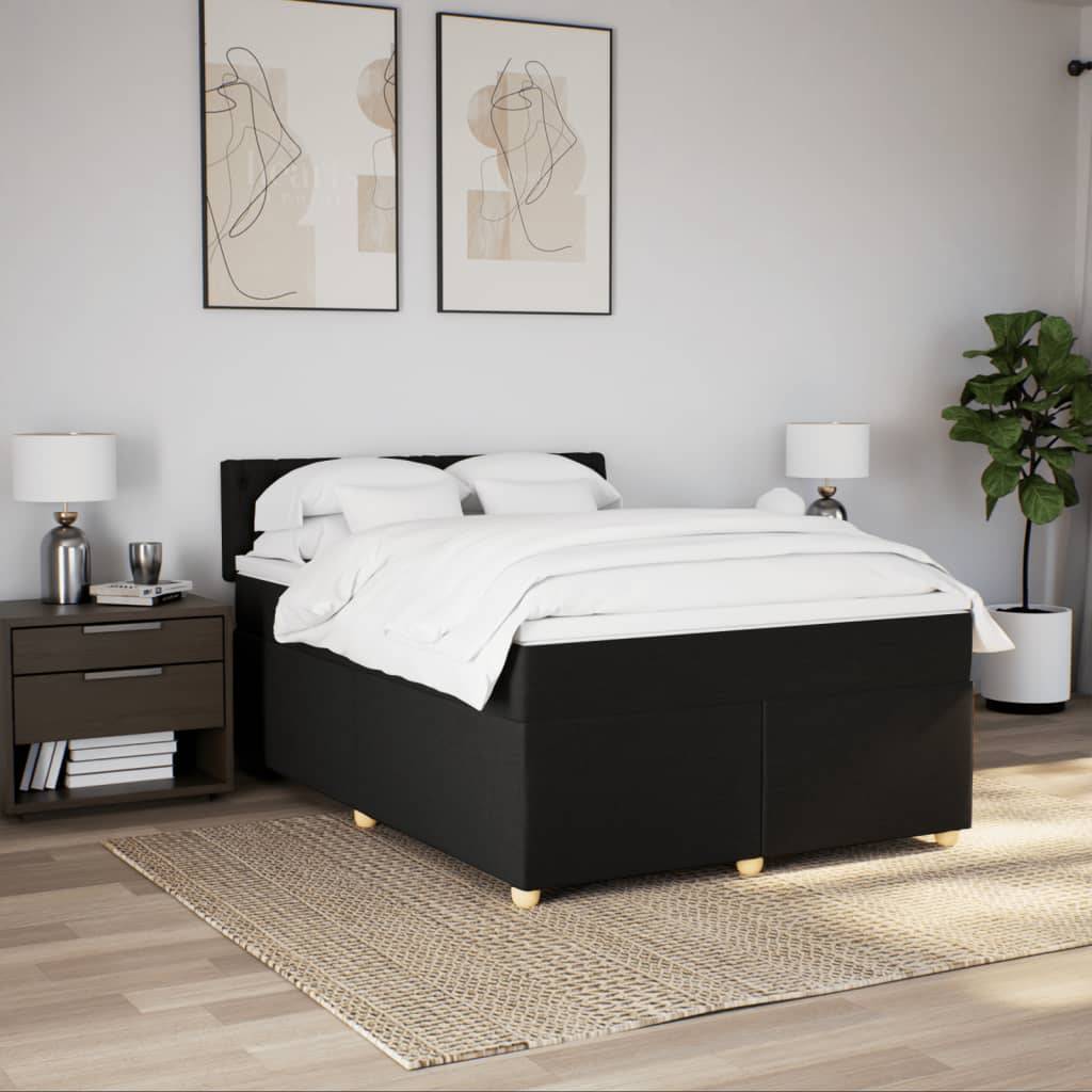 vidaXL Boxspringbett mit Matratze Schwarz 160x200 cm Stoff