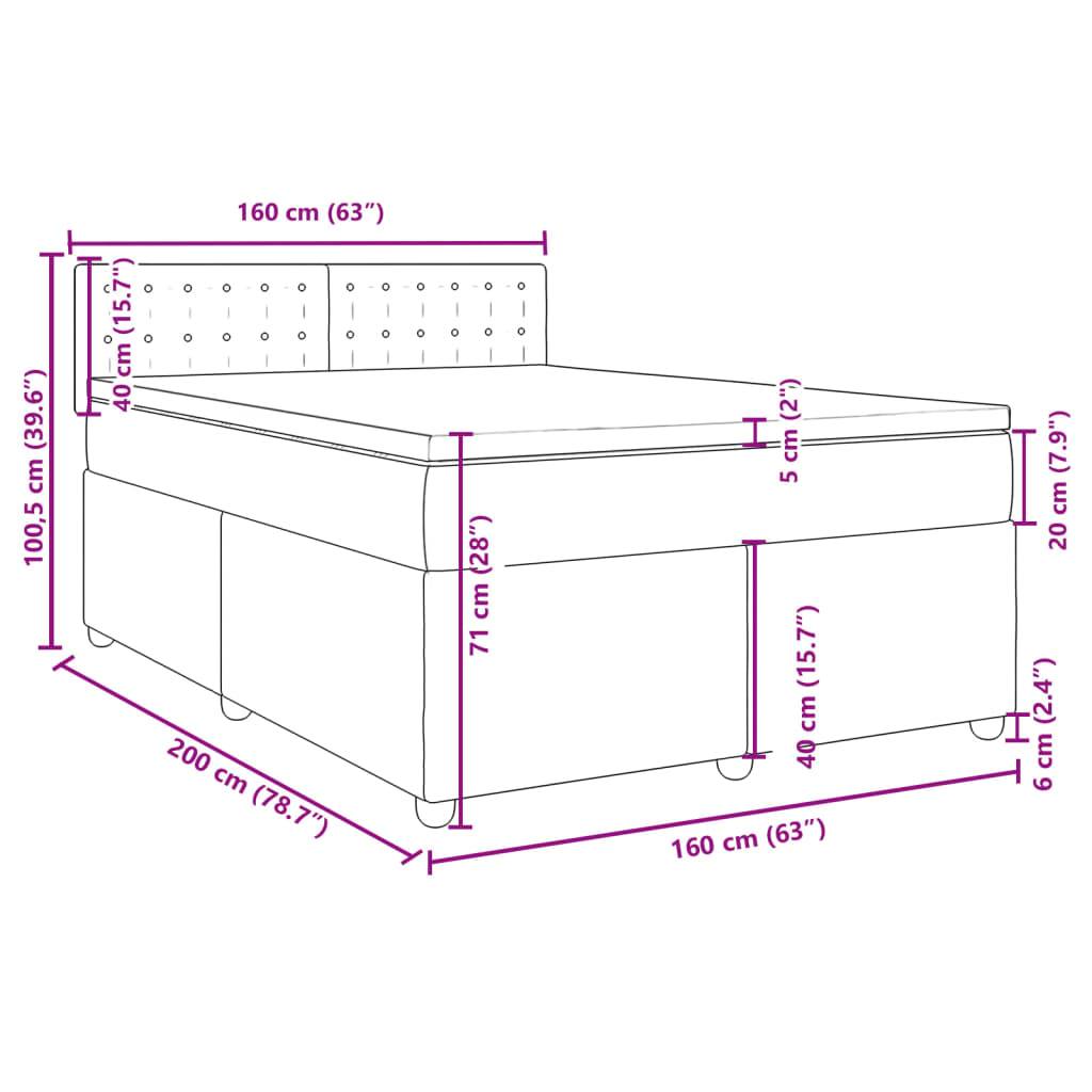 vidaXL Boxspringbett mit Matratze Taupe 160x200 cm Stoff