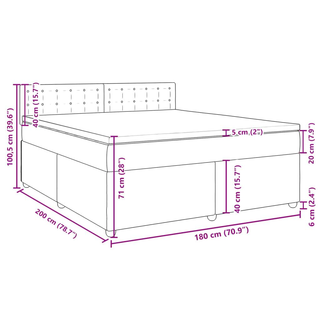 vidaXL Boxspringbett mit Matratze Schwarz 180x200 cm Stoff