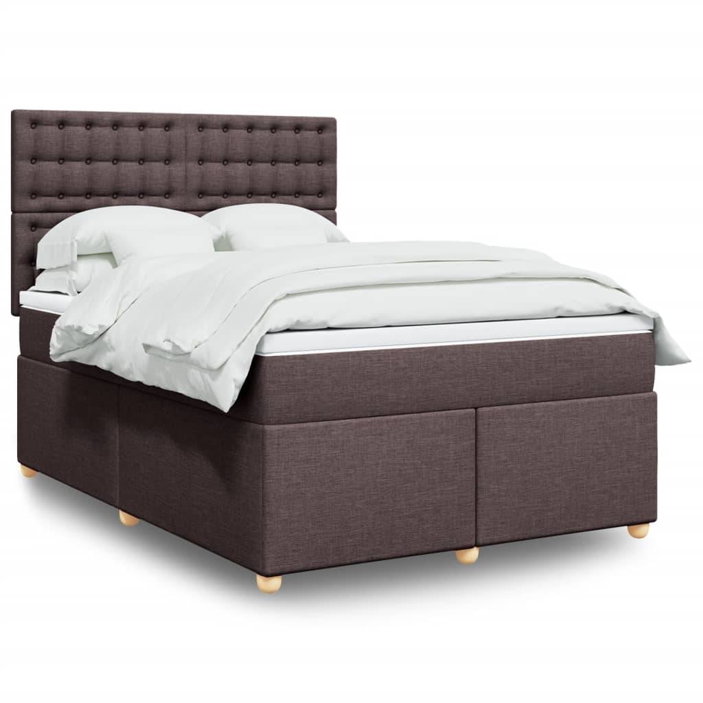 vidaXL Boxspringbett mit Matratze Dunkelbraun 140x200 cm Stoff