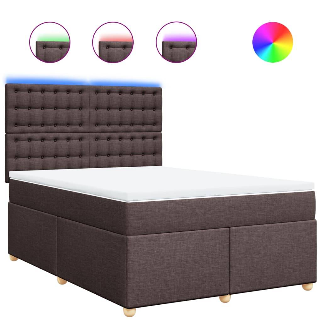 vidaXL Boxspringbett mit Matratze Dunkelbraun 140x200 cm Stoff