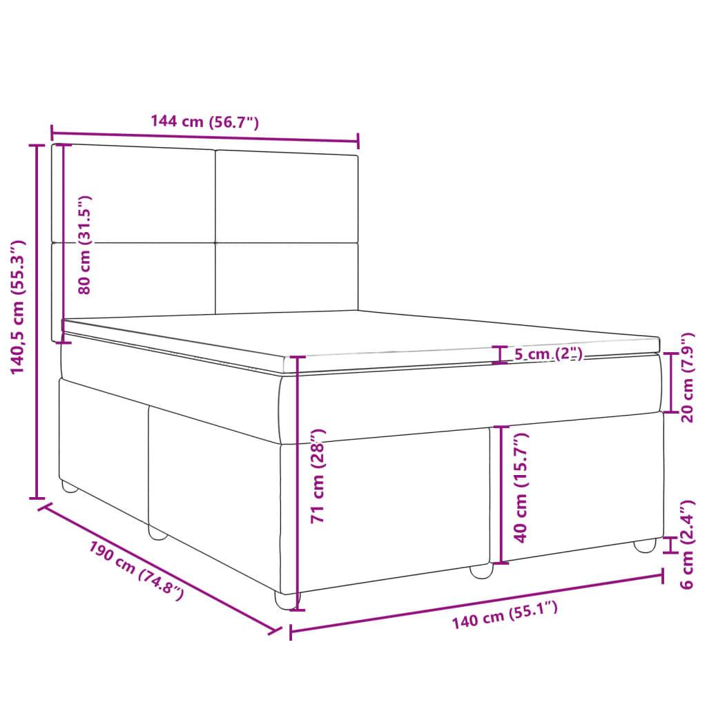 vidaXL Boxspringbett mit Matratze Creme 140x190 cm Stoff