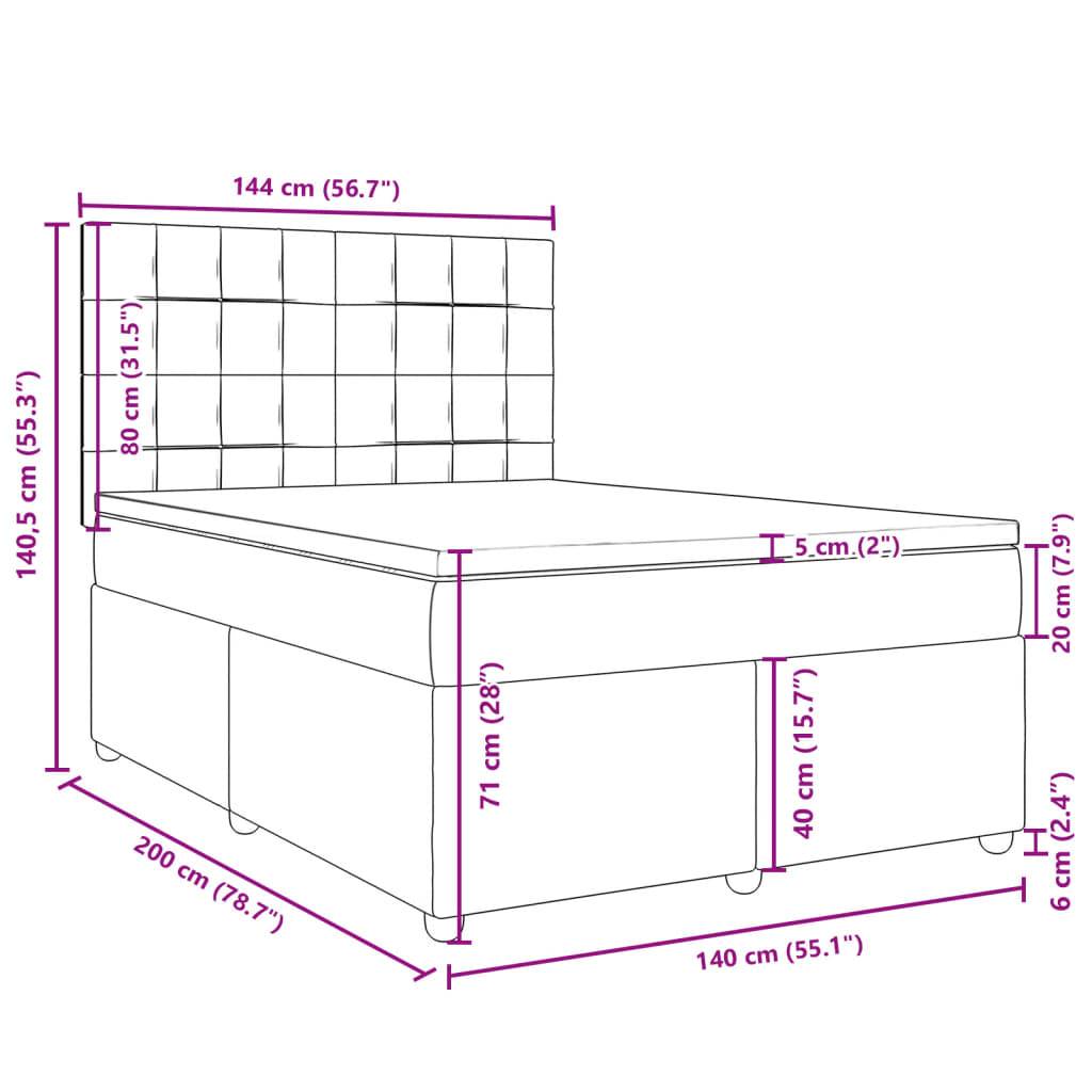 vidaXL Boxspringbett mit Matratze Creme 140x200 cm Stoff