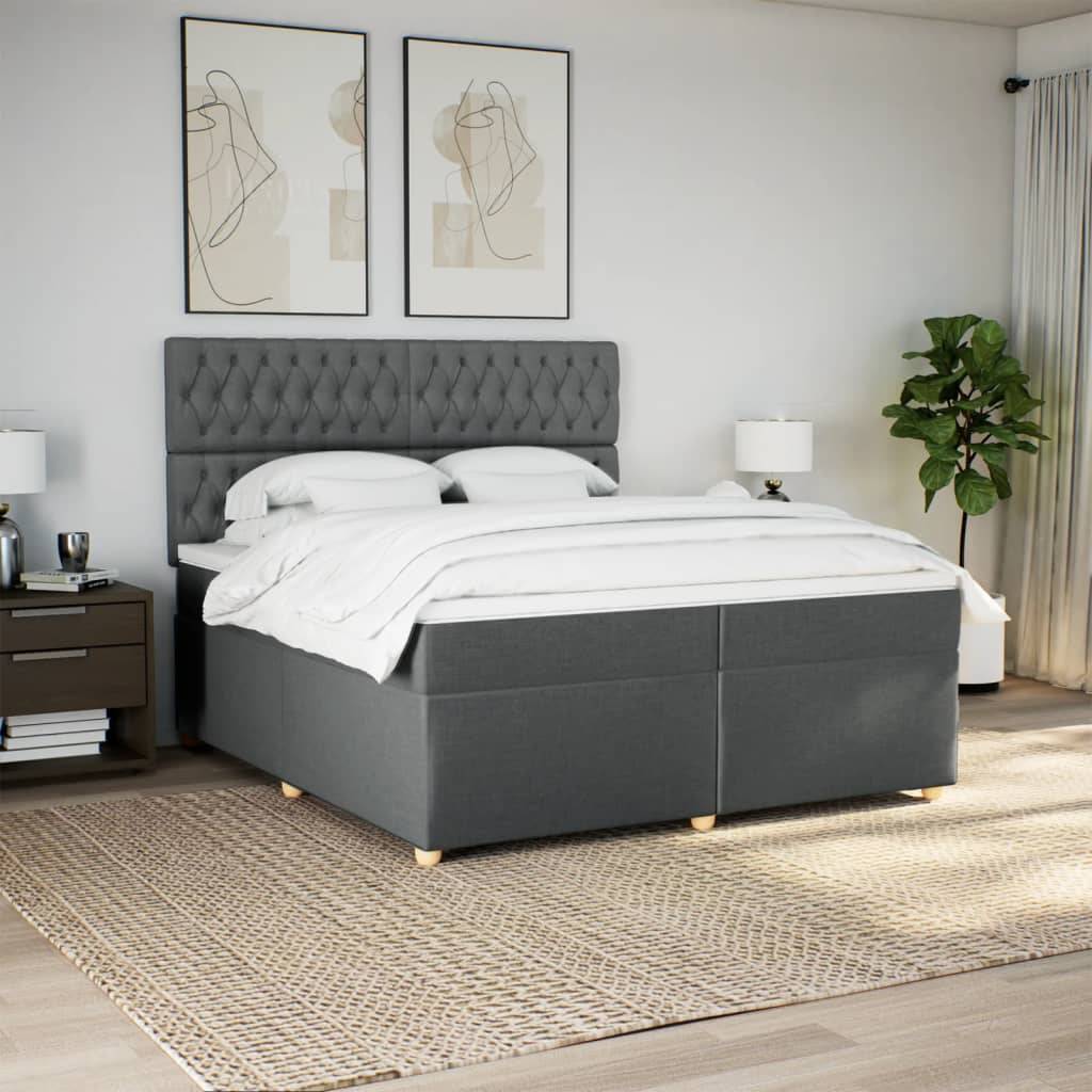 vidaXL Boxspringbett mit Matratze Dunkelgrau 200x200 cm Stoff