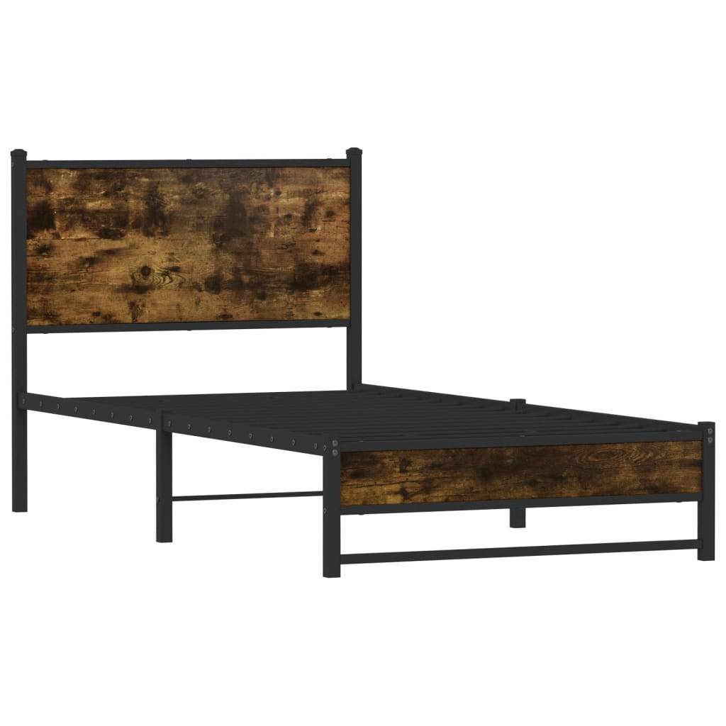 vidaXL Metallbett ohne Matratze Räuchereiche 90x190 cm