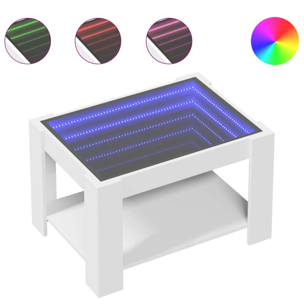 vidaXL Couchtisch mit LED-Leuchten Weiß 73x53x45 cm Holzwerkstoff