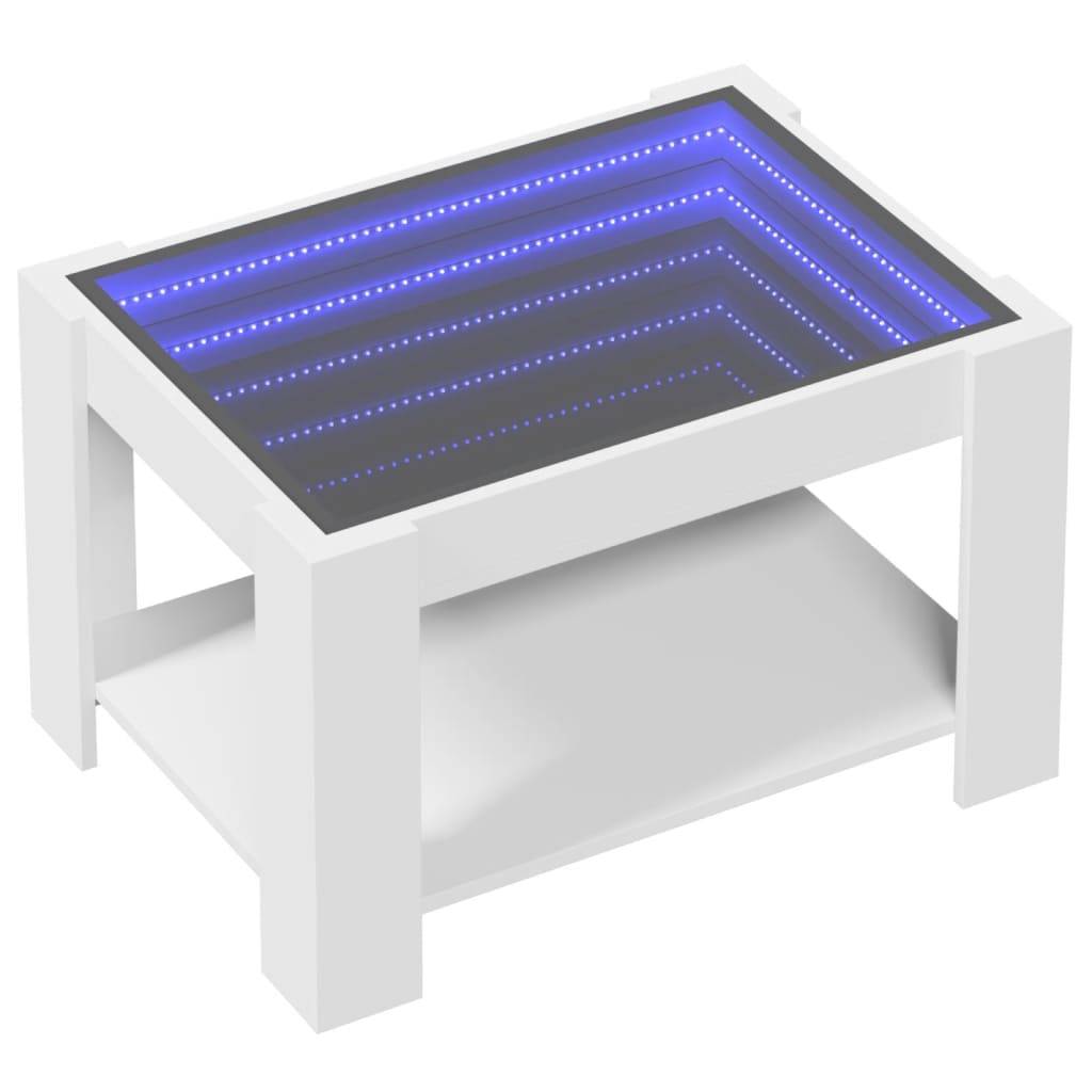 vidaXL Couchtisch mit LED-Leuchten Weiß 73x53x45 cm Holzwerkstoff
