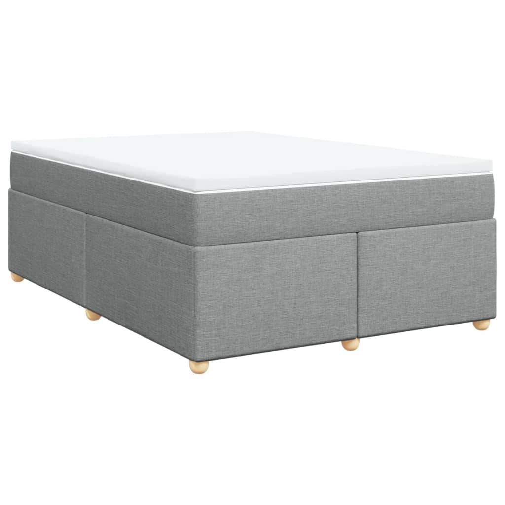 vidaXL Boxspringbett mit Matratze Hellgrau 140x190 cm Stoff