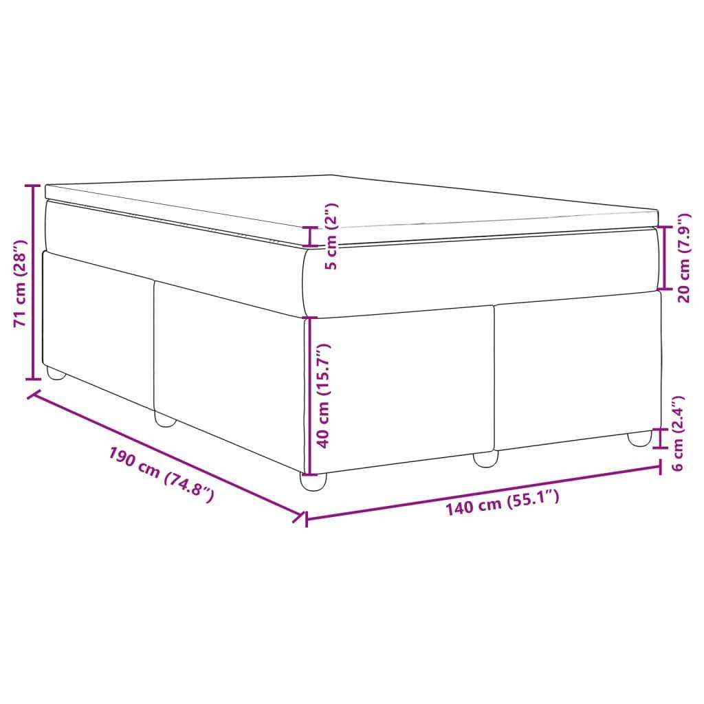 vidaXL Boxspringbett mit Matratze Schwarz 140x190 cm Stoff