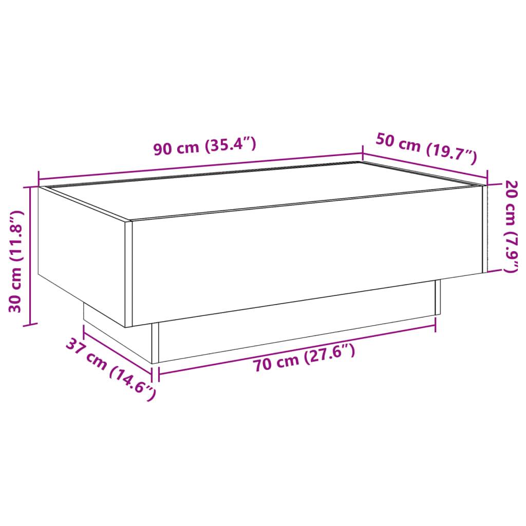 vidaXL LED-Couchtisch Betongrau 90x50x30 cm Holzwerkstoff