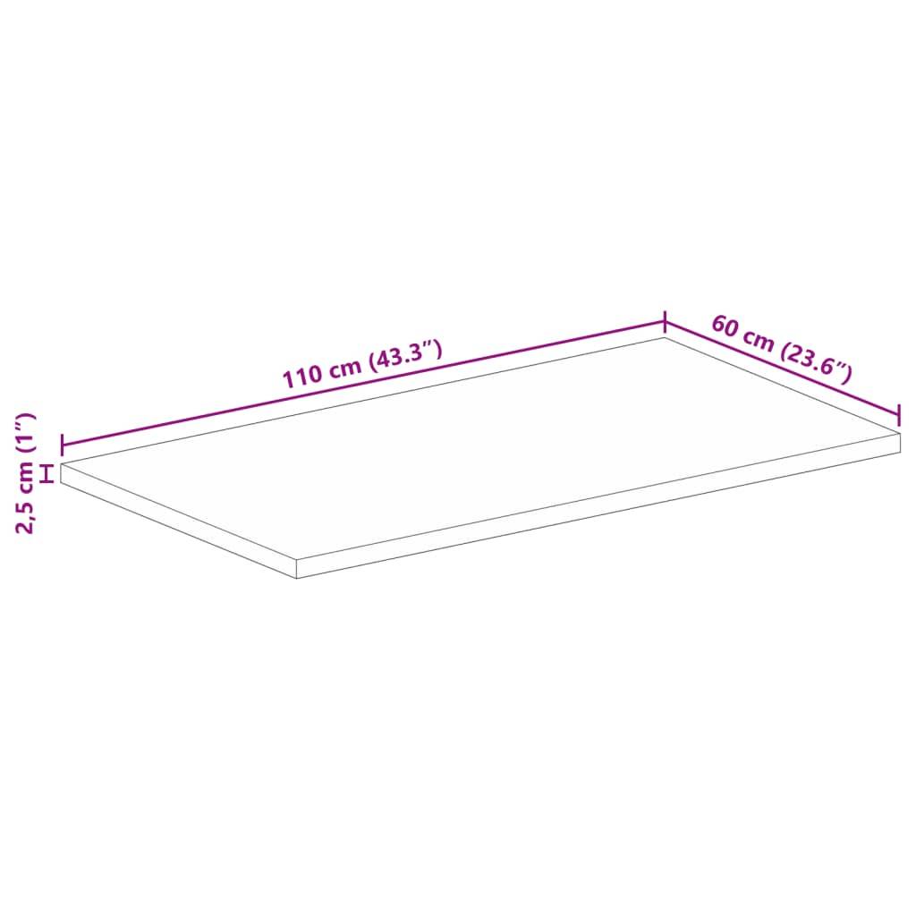 vidaXL Tischplatte 110x60x2,5 cm Rechteckig Raues Massivholz Mango