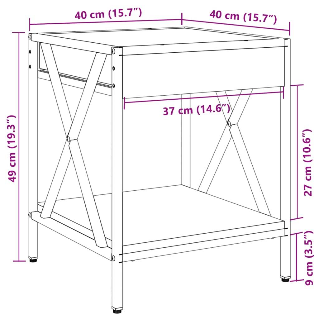 vidaXL Couchtisch mit Infinity-LED Räuchereiche 40x40x49 cm