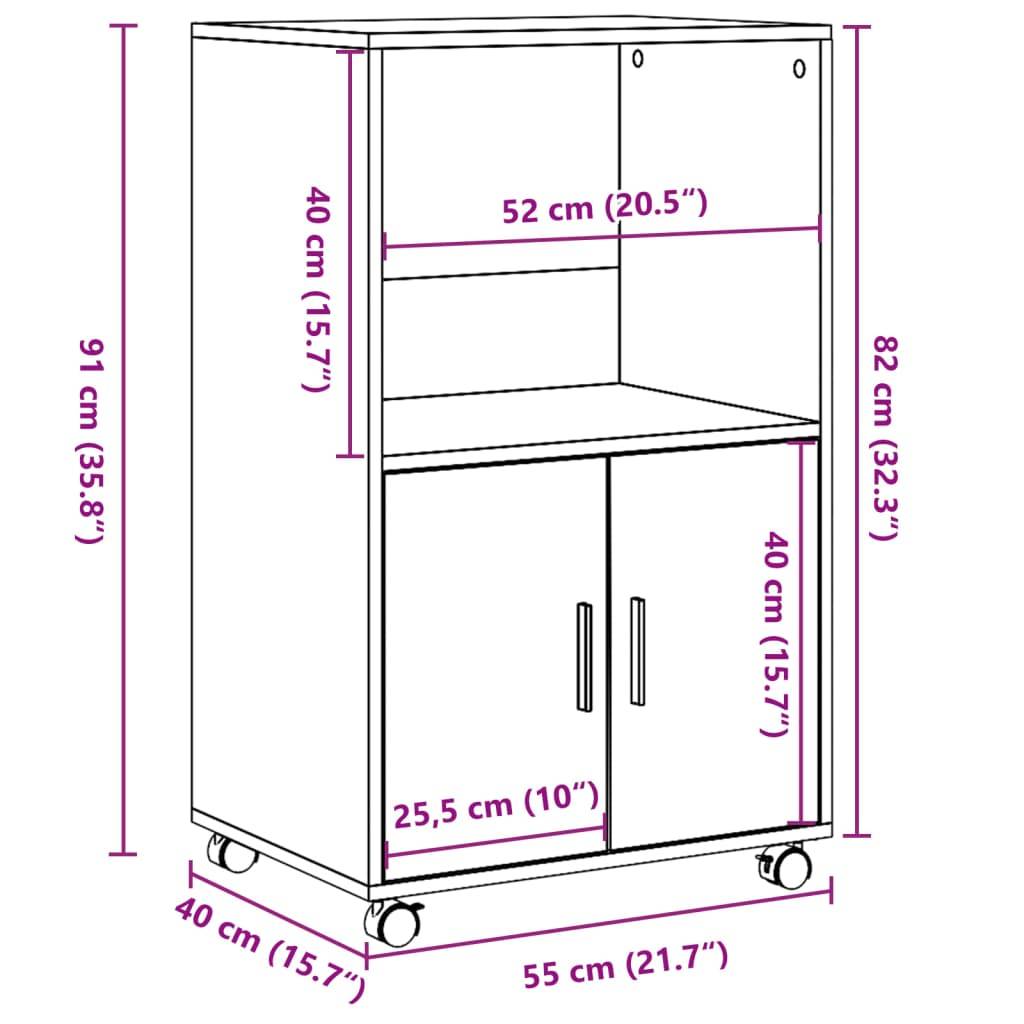 vidaXL Rollschrank Altholz-Optik 55x40x91 cm Holzwerkstoff