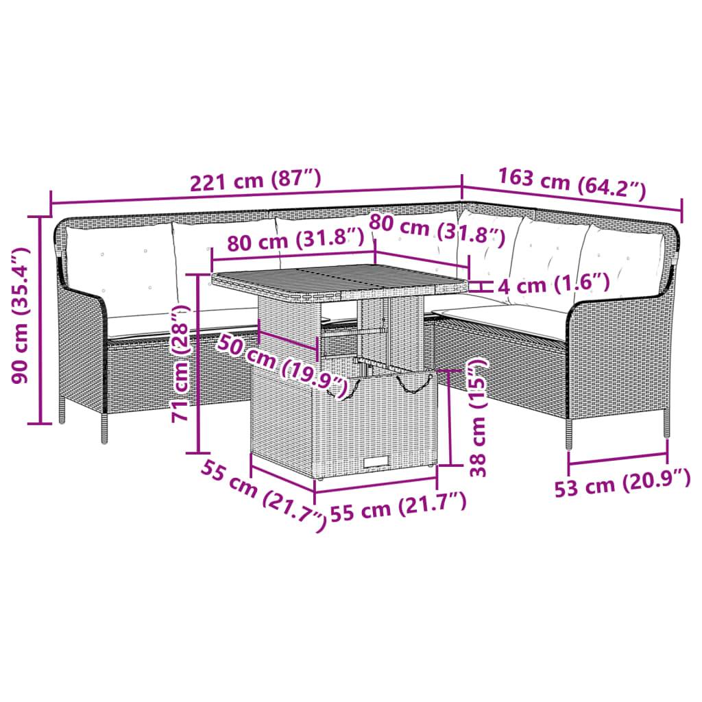 vidaXL 2-tlg. Garten-Sofagarnitur mit Auflagen Poly Rattan Grau