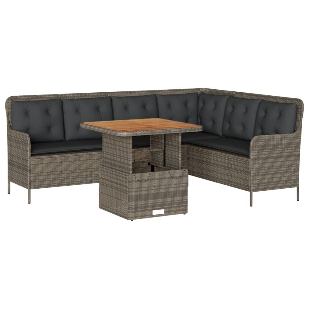vidaXL 2-tlg. Garten-Sofagarnitur mit Auflagen Poly Rattan Grau