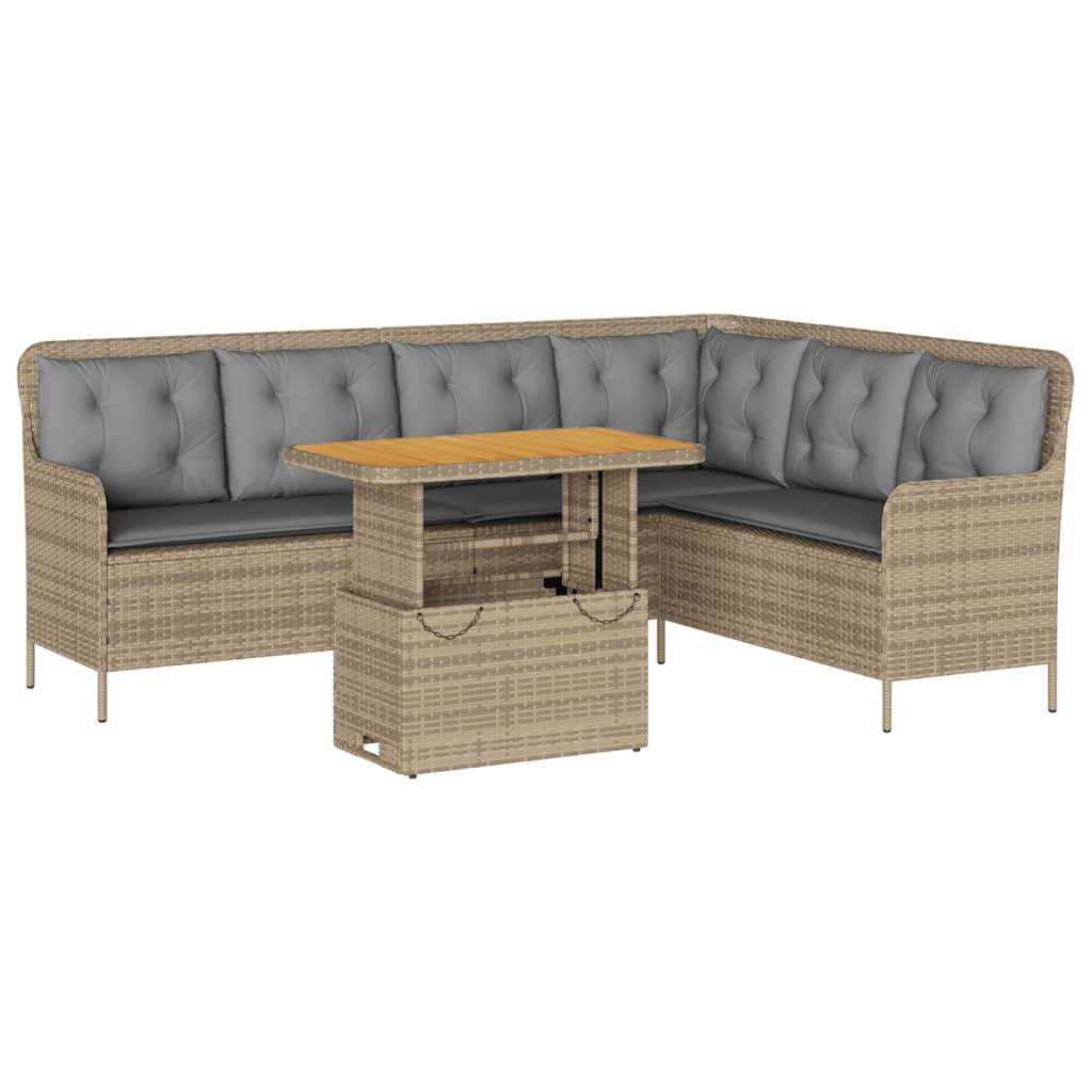 vidaXL 2-tlg. Garten-Sofagarnitur mit Kissen Beige Poly Rattan