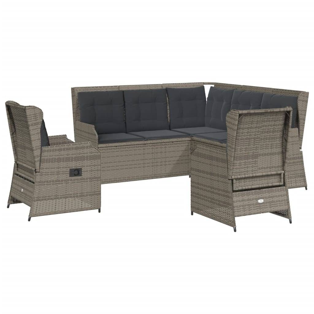 vidaXL 5-tlg. Garten-Lounge-Set mit Kissen Grau Poly Rattan