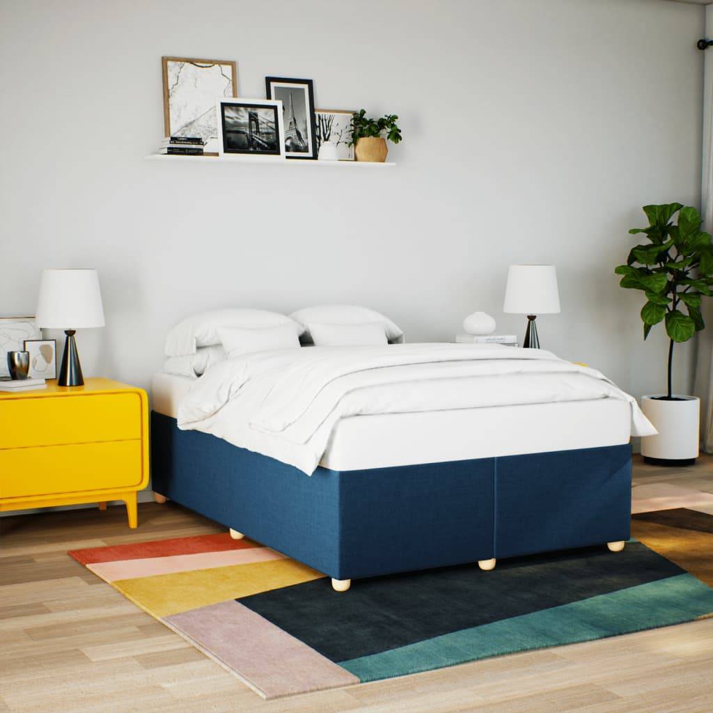 vidaXL Bettgestell ohne Matratze Blau 140x190 cm Stoff