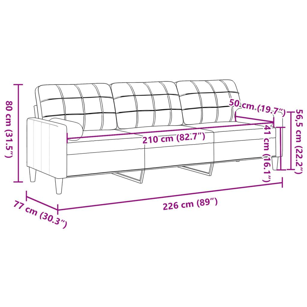 vidaXL Sofa 3-Sitzer mit Zierkissen Taupe 210 cm Stoff