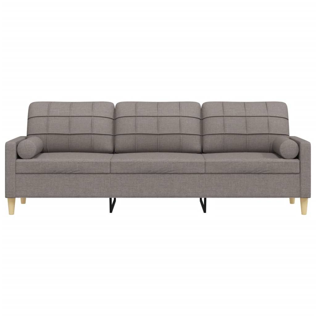 vidaXL Sofa 3-Sitzer mit Zierkissen Taupe 210 cm Stoff