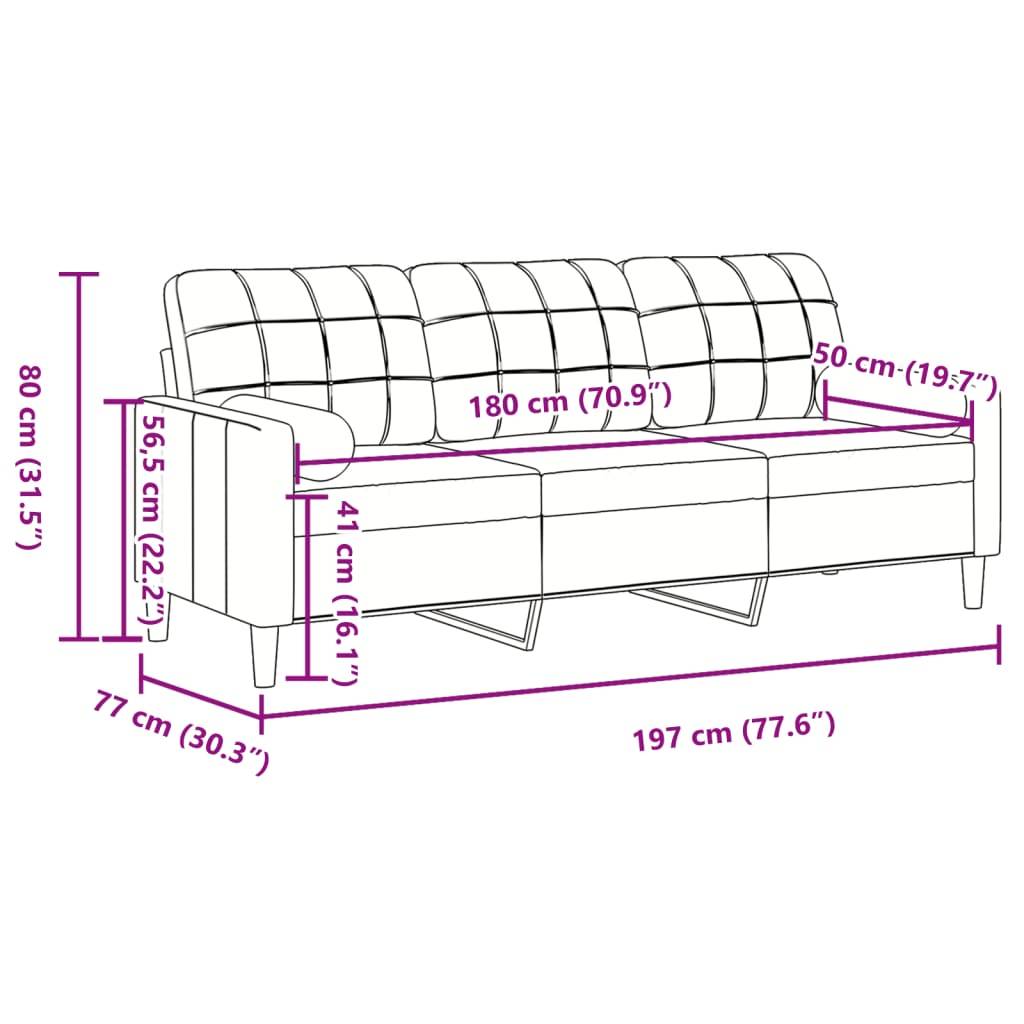 vidaXL 3-Sitzer-Sofa mit Zierkissen Rosa 180 cm Samt