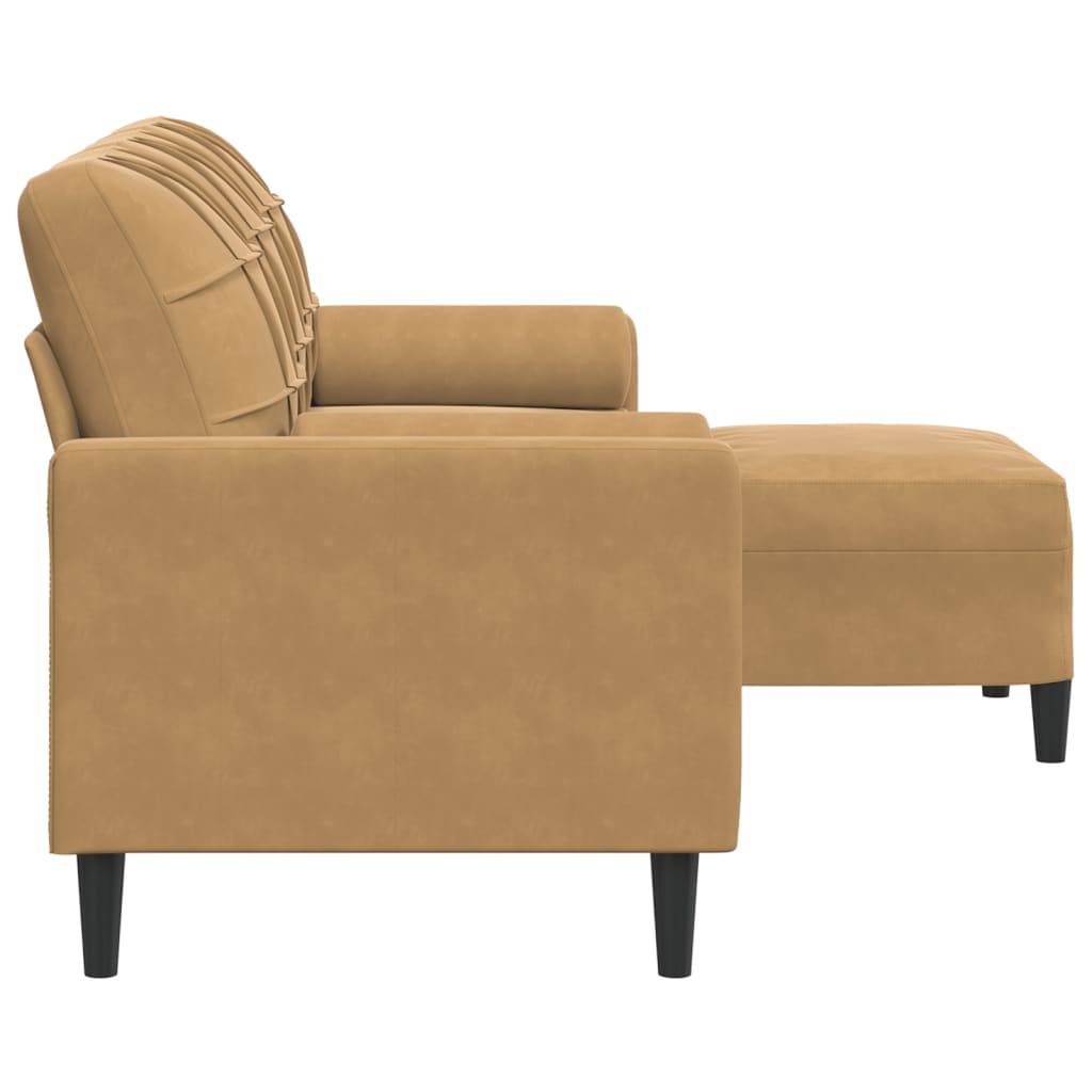 vidaXL 3-Sitzer-Sofa mit Hocker Braun 180 cm Samt