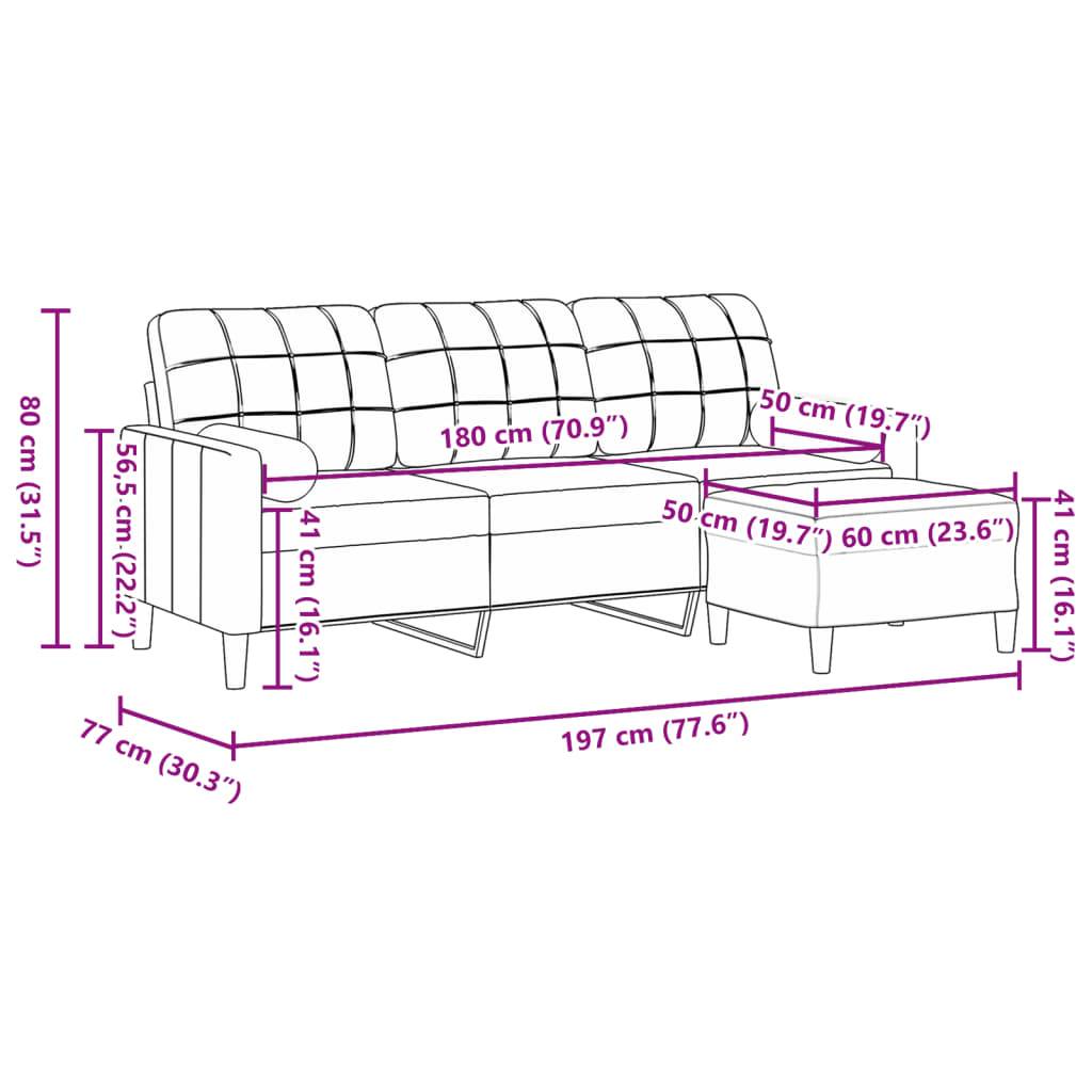 vidaXL 3-Sitzer-Sofa mit Hocker Gelb 180 cm Samt