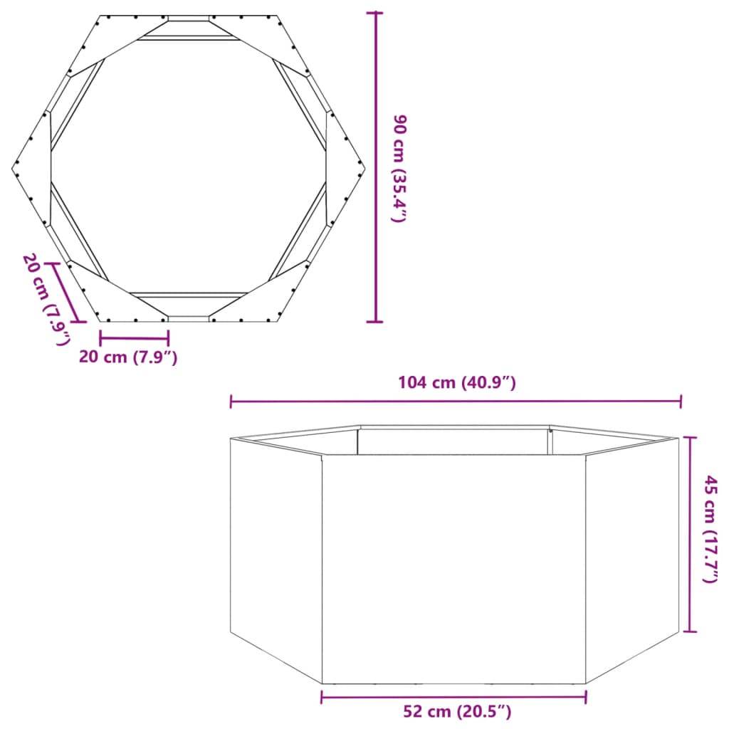 vidaXL Pflanzkübel Anthrazit Sechseckig 104x90x45 Stahl