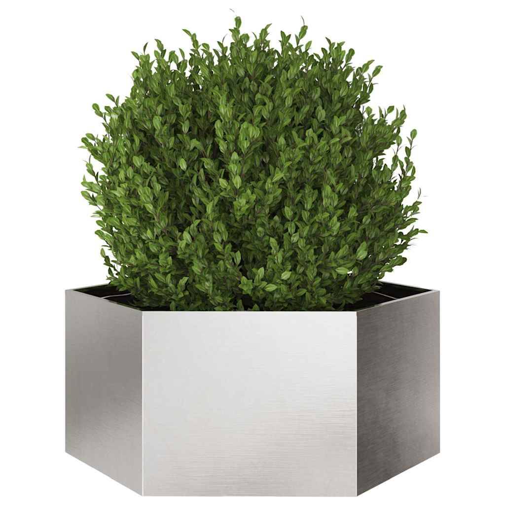 vidaXL Pflanzkübel Sechseckig 104x90x45 Edelstahl