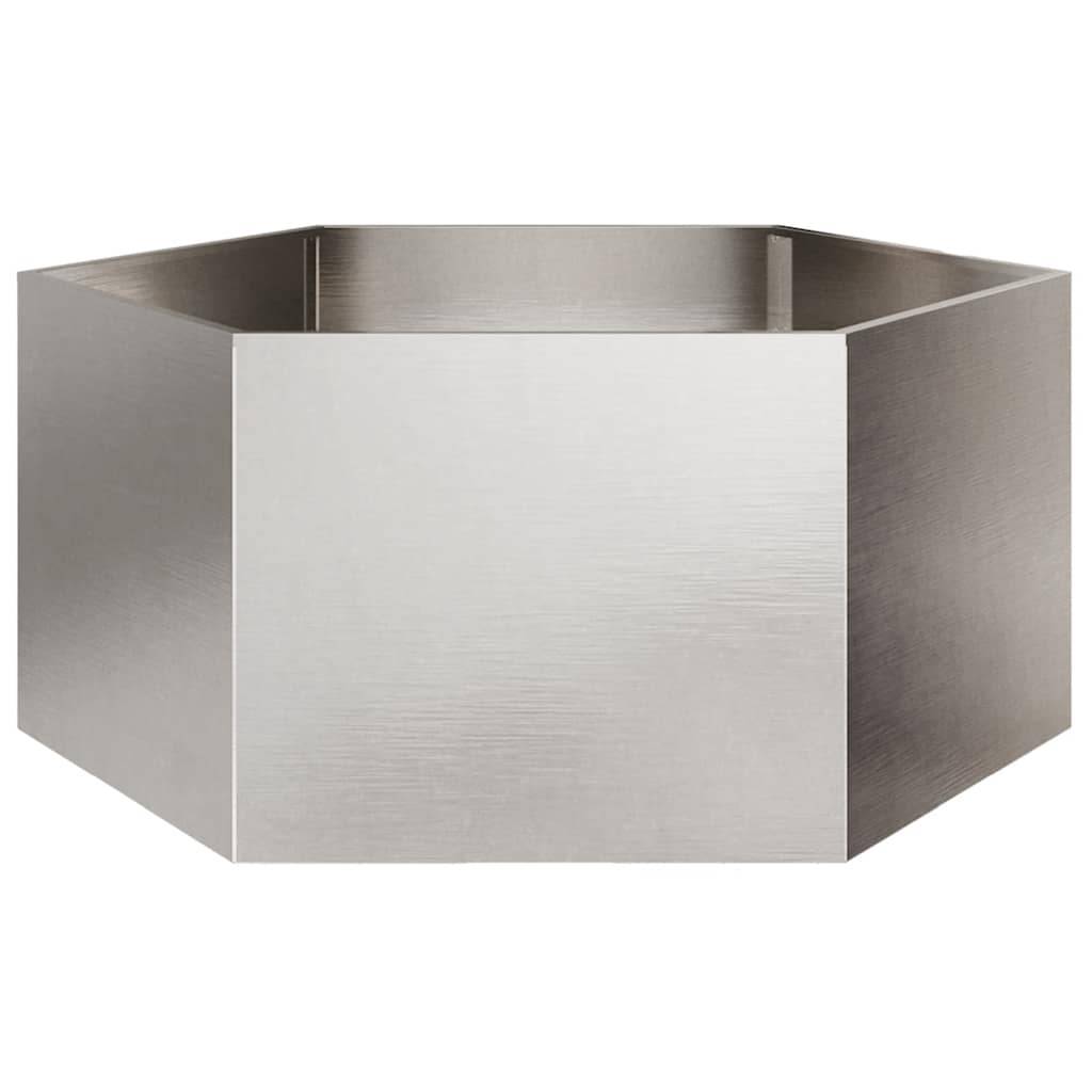 vidaXL Pflanzkübel Sechseckig 104x90x45 Edelstahl