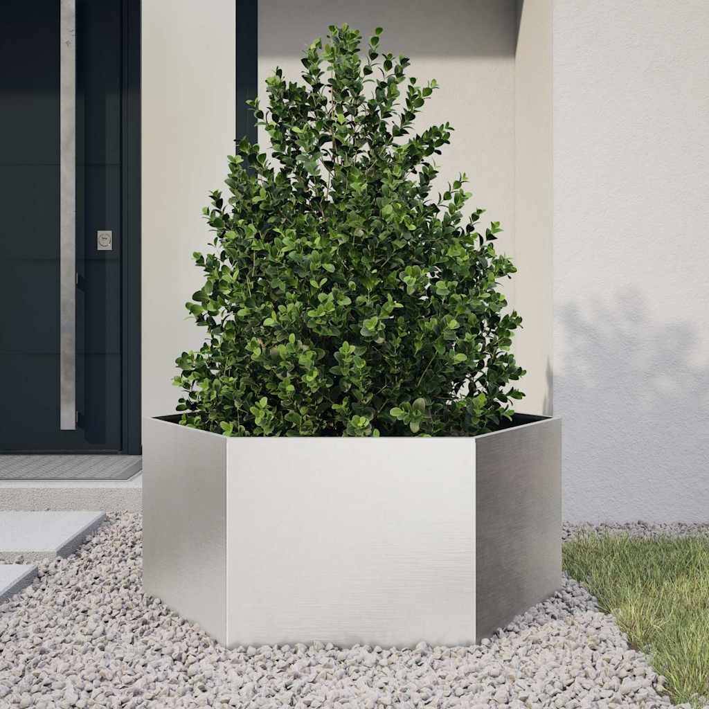 vidaXL Pflanzkübel Sechseckig 104x90x45 Edelstahl