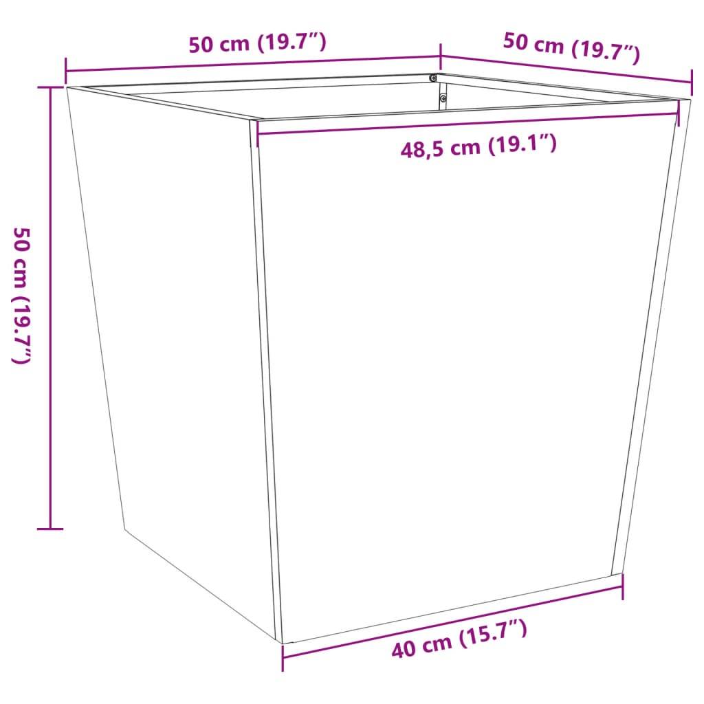 vidaXL Pflanzkübel 2 Stk. Olivgrün 50x50x50 Stahl