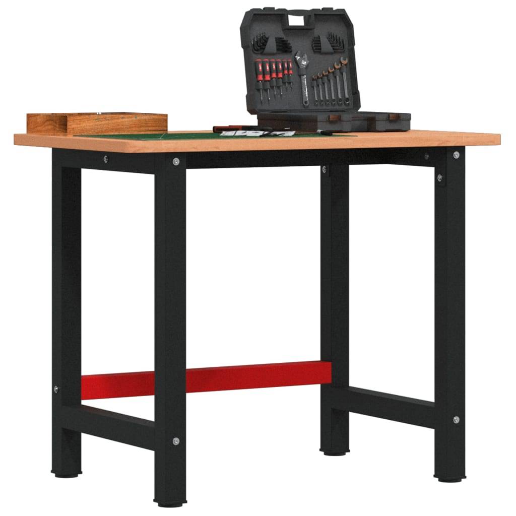 vidaXL Werkbank 100x60x81,5 cm Massivholz Buche Rechteckig
