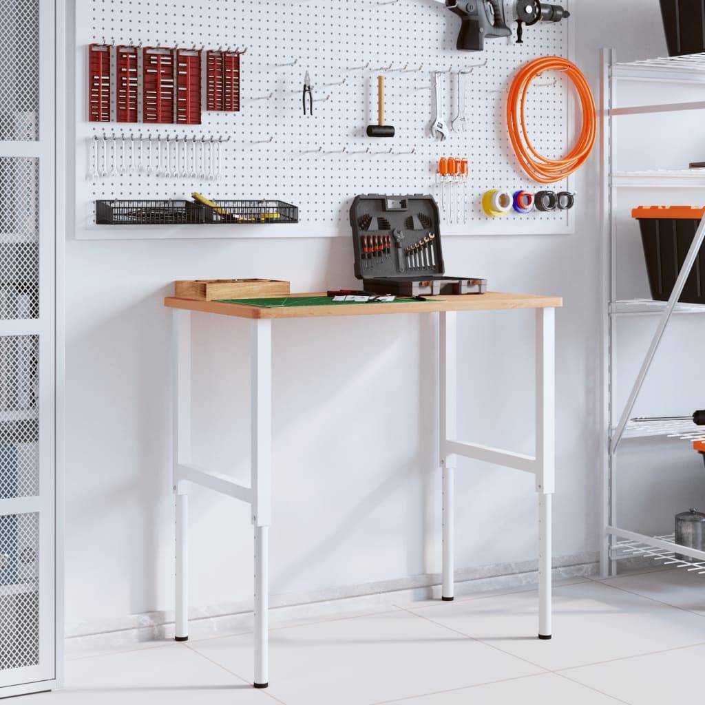 vidaXL Werkbank 100x60x(71,5-98) cm Massivholz Buche Rechteckig