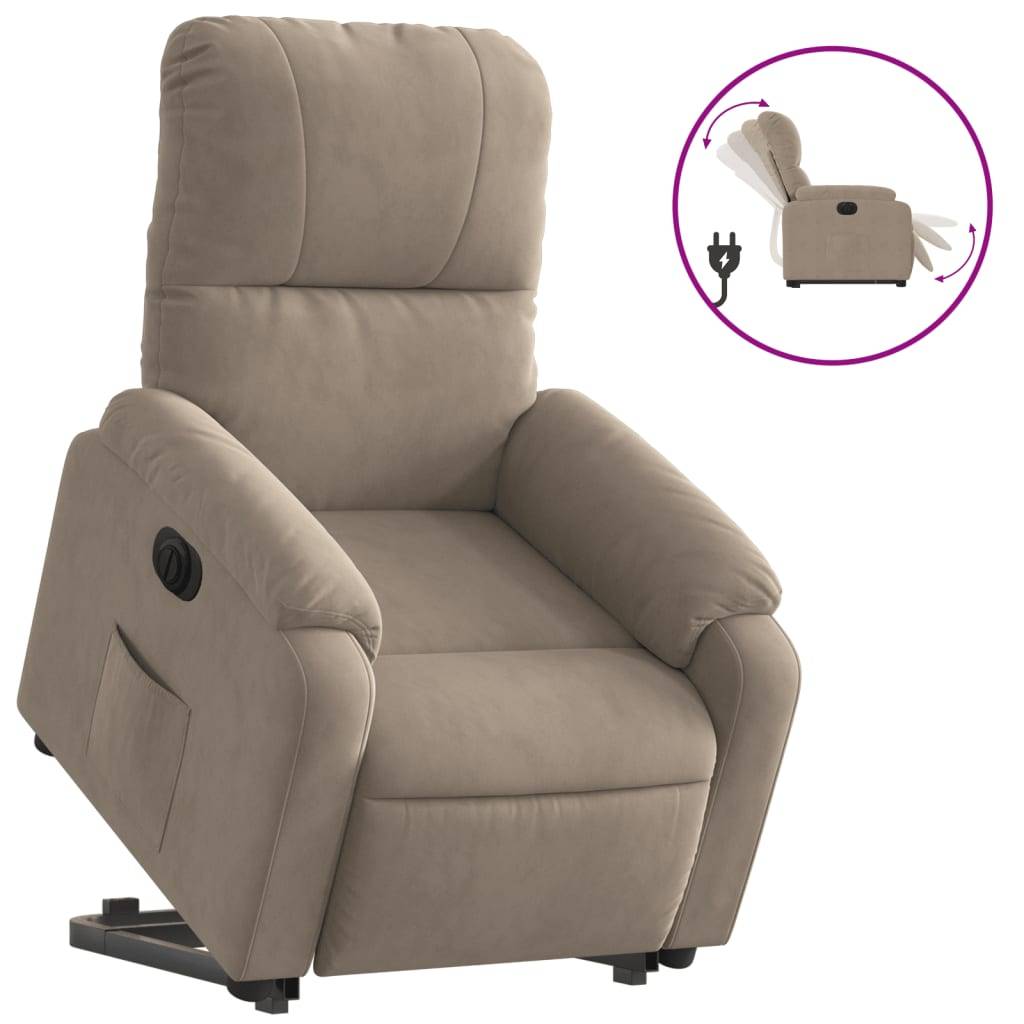 vidaXL Relaxsessel mit Aufstehhilfe Elektrisch Taupe Mikrofasergewebe