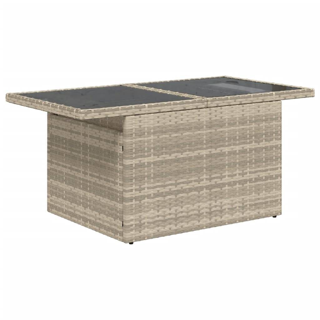 vidaXL 9-tlg. Garten-Sofagarnitur mit Kissen Hellgrau Poly Rattan