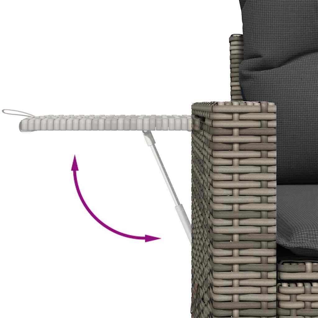vidaXL 10-tlg. Garten-Sofagarnitur mit Kissen Hellgrau Poly Rattan
