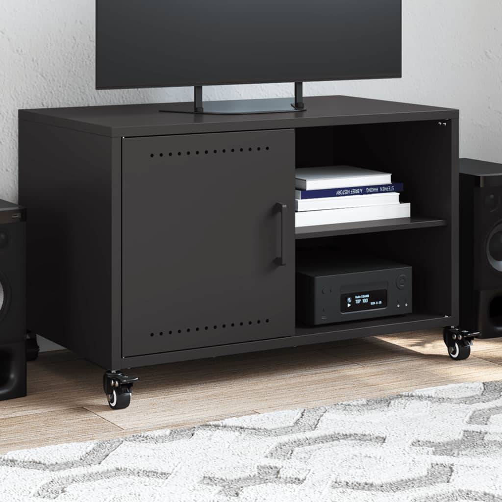 vidaXL TV-Schrank Schwarz 68x39x43,5 cm Stahl