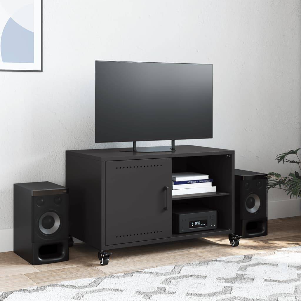vidaXL TV-Schrank Schwarz 68x39x43,5 cm Stahl