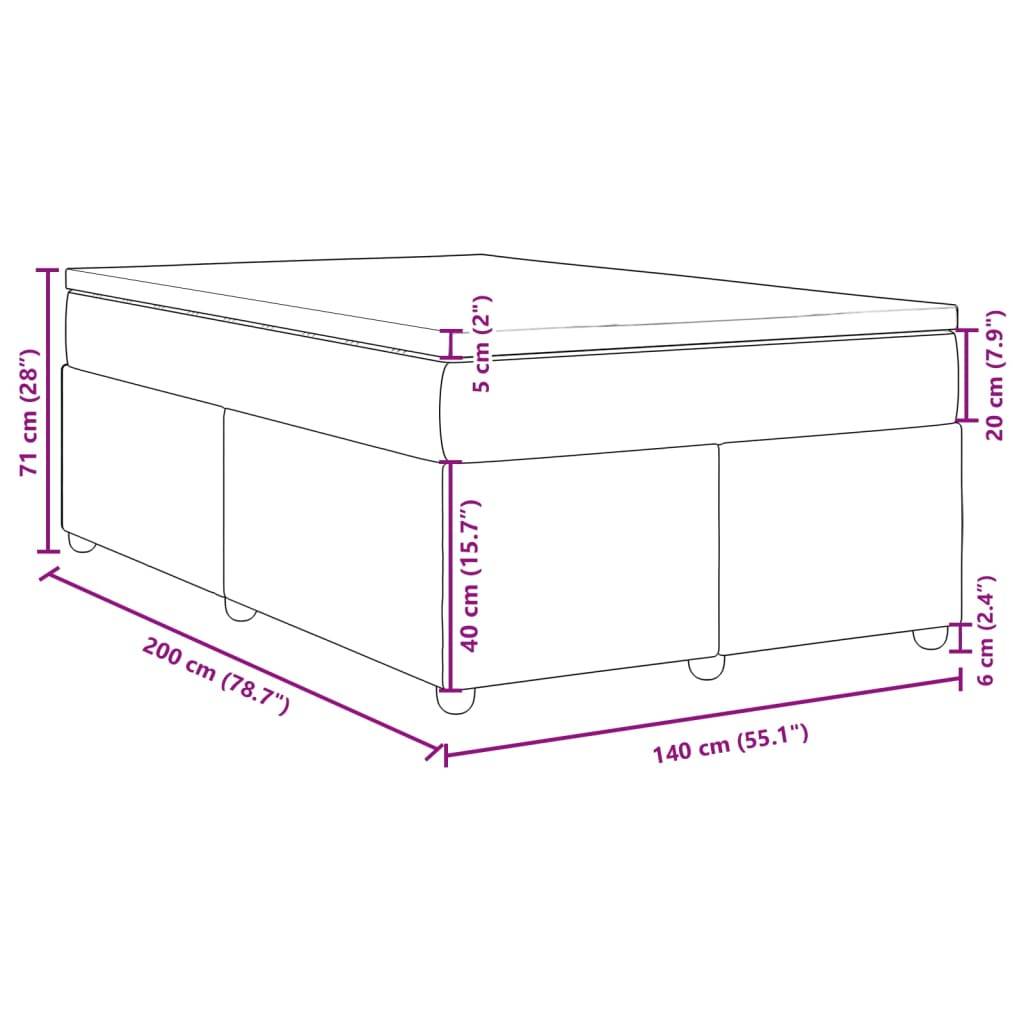 vidaXL Boxspringbett mit Matratze Schwarz 140x200 cm Stoff