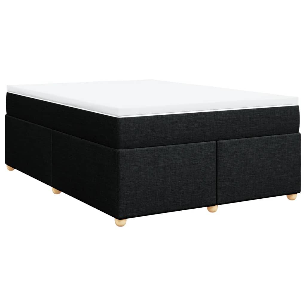 vidaXL Boxspringbett mit Matratze Schwarz 140x200 cm Stoff