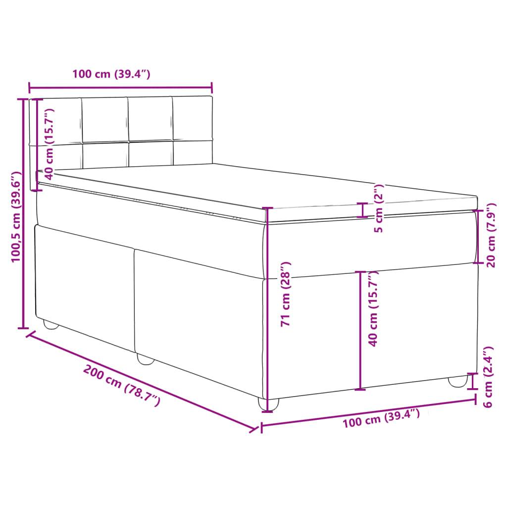 vidaXL Boxspringbett mit Matratze Creme 100x200 cm Stoff