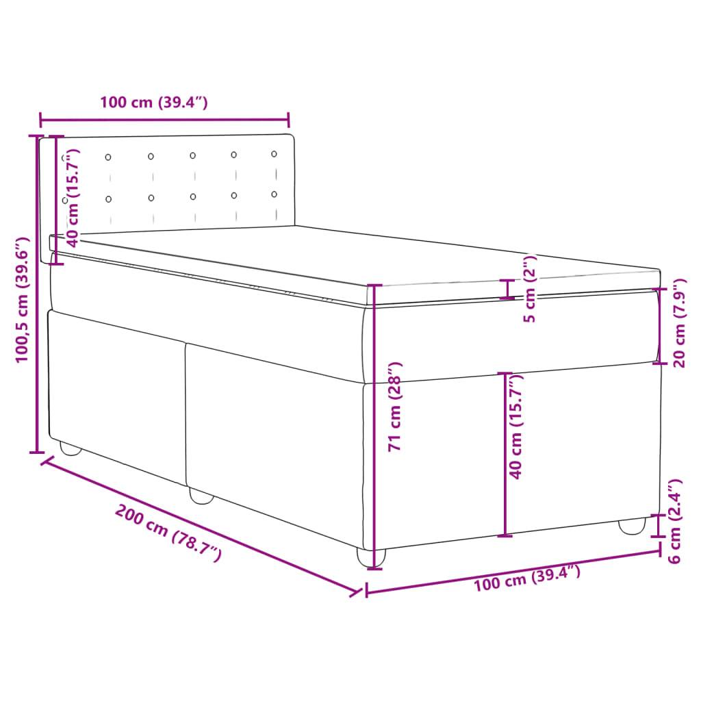 vidaXL Boxspringbett mit Matratze Taupe 100x200 cm Stoff