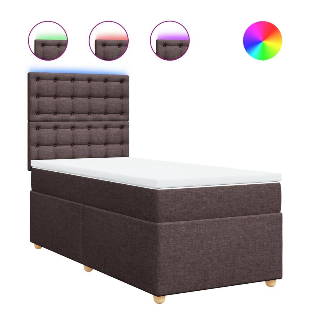 vidaXL Boxspringbett mit Matratze Dunkelbraun 100x200 cm Stoff